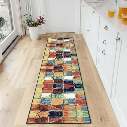 KIZYRQ Teppich Läufer für Flur Küche 60x150cm rutschfest Waschbar Teppichläufer, Polyester Dauerhaft 6mm Dicke Küchenläufer, Moderner Flurteppich für Wohnzimmer Schlafzimmer Korridor Kitchen von KIZYRQ