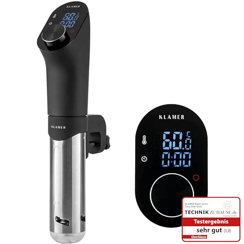 KLAMER Sous Vide Stick, 1200 Watt IPX7 wasserdichter Sous Vide Garer mit 3D Zirkulation und 20-95℃ Temperaturregelung, Schongarer Timerfunktion und LED Display von KLAMER