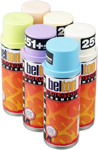 KLAMOTTEN STORE Sprayfarben Molotow Premium Qualität Pastellfarben 6x400ml für Hobby, Kunst und Handwerk von KLAMOTTEN STORE
