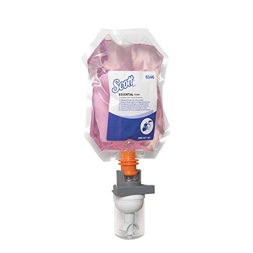 Scott Essential, 6346, Schaum-Handseife für die tägliche Verwendung - 200 ml Seife, rosa, 12 x 200 ml Beutel Schaumseife von Scott