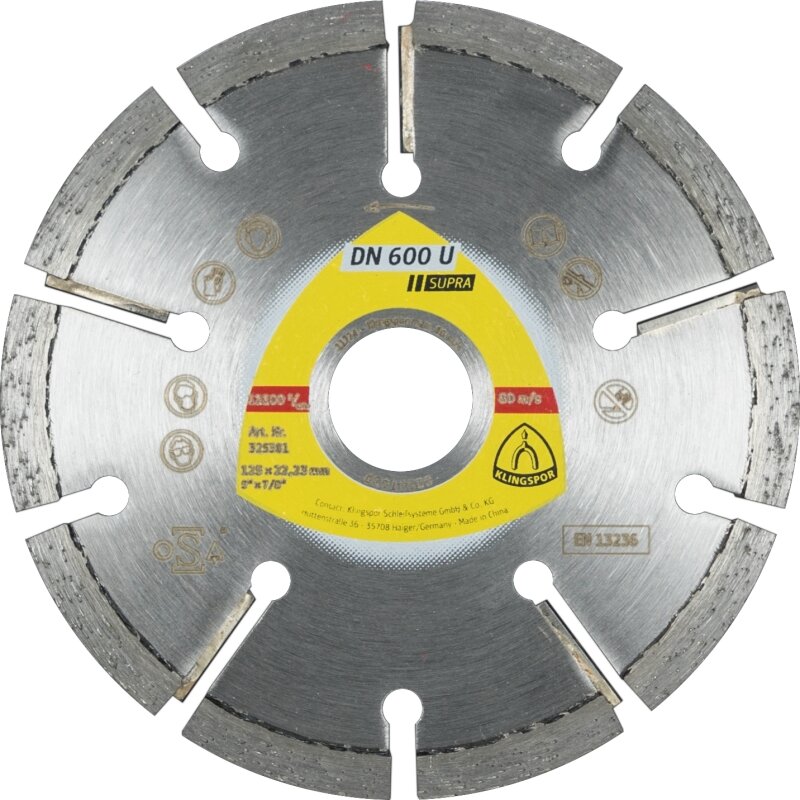 Diamant-Fugenfräser DN 600 U für Winkelschleifer für Estrich, Putz, Gasbeton 125 x 8 x 22,23 mm Diamant-Fugenfräser DN 600 U für Winkelschleifer für Estrich, Putz, Gasbeton 125 x 8 x 22,23 mm von Klingspor AG