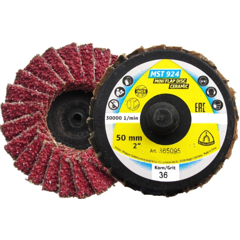 Mini-Schleifmopteller MST 924 Special 50 mm gewölbt für Stahl, Edelstahl Körnung 60 Mini-Schleifmopteller MST 924 Special 50 mm gewölbt für Stahl, Edelstahl Körnung 60 von Klingspor AG