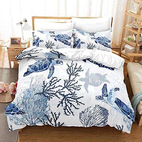 KLJFIGUT Bettwäsche 135x200 Blaue Koralle 3 Teilig Bettbezug mit Reißverschluss, Weiche Mikrofaser Bettwäsche-Sets für Kinder - 1 Bettbezüge und 2 Kissenbezug 80x80cm KLJFIGUT Bettwäsche 135x200 Blaue Koralle 3 Teilig Bettbezug mit Reißverschluss, Weiche Mikrofaser Bettwäsche-Sets für Kinder - 1 Bettbezüge und 2 Kissenbezug 80x80cm von KLJFIGUT