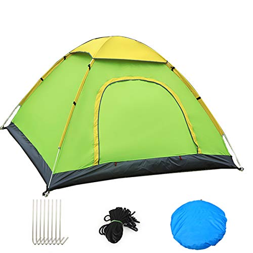 Strandzelt, Pop-Up-Zelte für Doppel-/3- bis 4-Personen-Doppelschichtzelt mit automatischer Öffnung, Regen- und sonnendichtes tragbares Strandcampingzelt,Grün,3 to4 P von KLLJHB