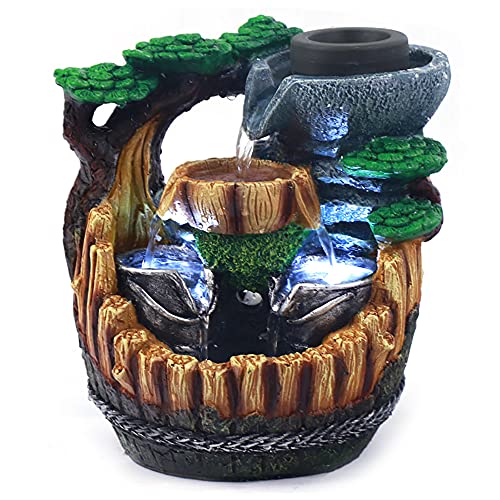 Zimmerbrunnen Innen Tischbrunnen Desktop Wasserfall mit LED Beleuchtung Brunnen Raumdekoration luftbefeuchter Geschenk Zimmerbrunnen Innen Tischbrunnen Desktop Wasserfall mit LED Beleuchtung Brunnen Raumdekoration luftbefeuchter Geschenk von KLOOLIVE