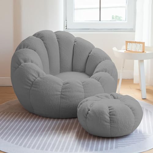 KLlketo Sitzsackbezug ohne Füllung, Cuddly Toy Storage Bag Soft Bean Bag Cover für Stofftier-Aufbewahrung und Memory-Schaum-Sitzsäcke für Outdoor & Indoor Gaming Entspannen,Grau von KLlketo