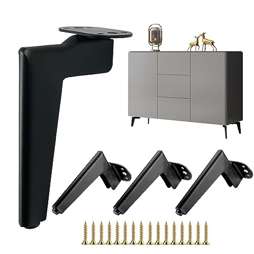 4 Stück Möbelfüße Metall Schwarz, Schrankfüsse 18cm, Kommodenfüße, Sofa füße, Füße für möbel, Tischbeine für Couchtisch, Sofa, TV-Schrank, Bett, Sideboard, Mit Schrauben+Anti-Rutsch+Stumm schalten von KMERCE