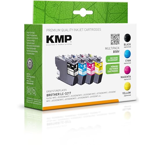 KMP Tintenpatronen passend für Brother LC3217BK, LC3217C, LC3217M, LC3217Y - für Brother MFC-J 5330 DW, 5335 DW, 6535 DW, 5930 DW, etc. von KMP know how in modern printing