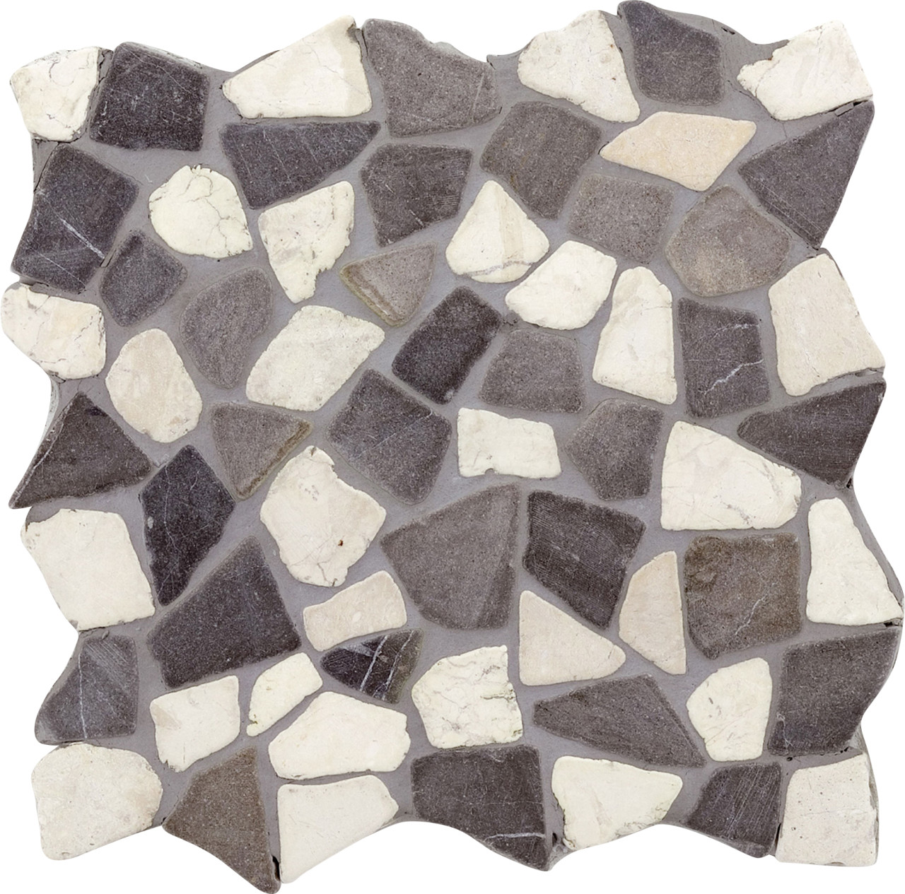 Mosaikfliese Marmor Bruch 30 x 30 cm schwarz-weiß von KNG