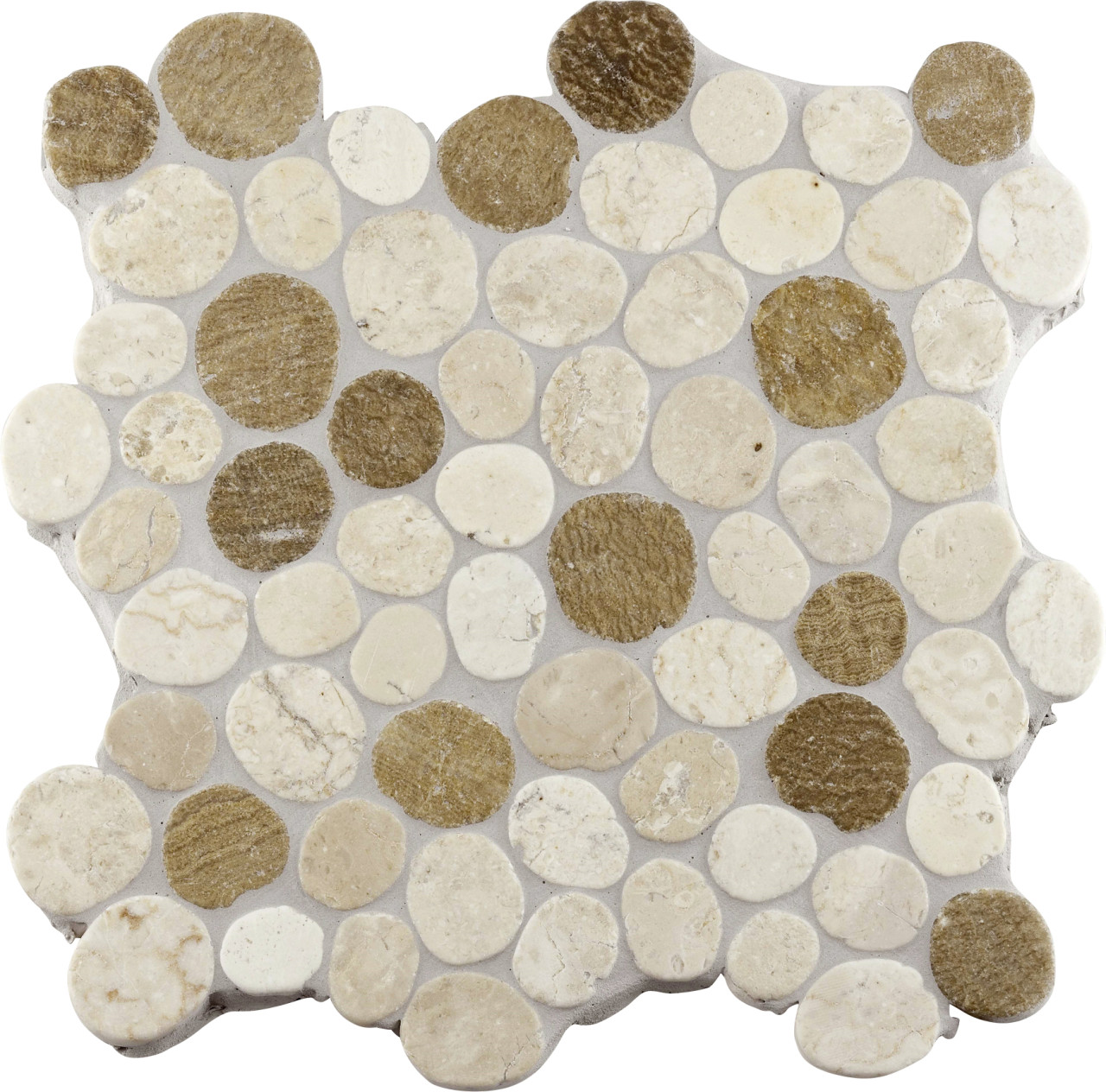 Mosaikfliese Marmor Kiesel 30 x 30 cm weiß-beige von KNG