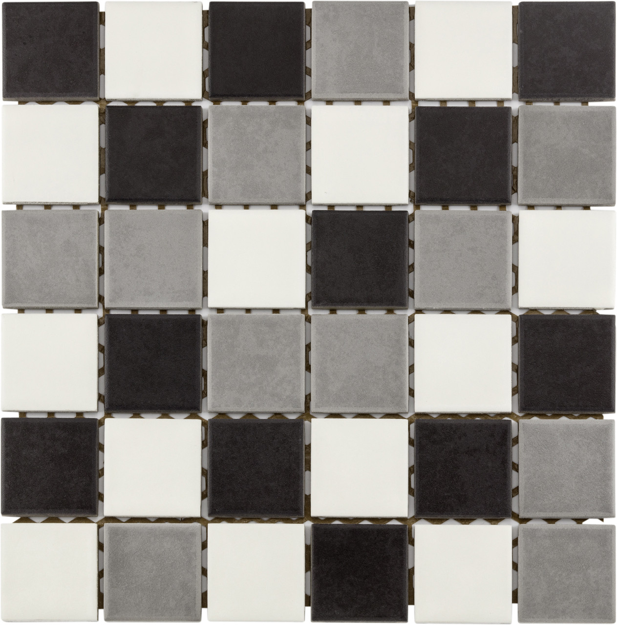 Mosaikfliese Maxi 30 x 30 cm weiß-grau-schwarz Steinmaß: ca. 4,7 x 4,7 cm von KNG