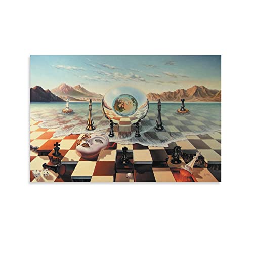 Surrealism Chess Mask on Sea Poster Dekorative Malerei Leinwand Wandkunst Wohnzimmer Poster Schlafzimmer Malerei, Leinwand Kunst Poster Und Wandkunst Bilddruck Moderne Familienzimmer Dekor 16x24inch(4 von KNOTSS