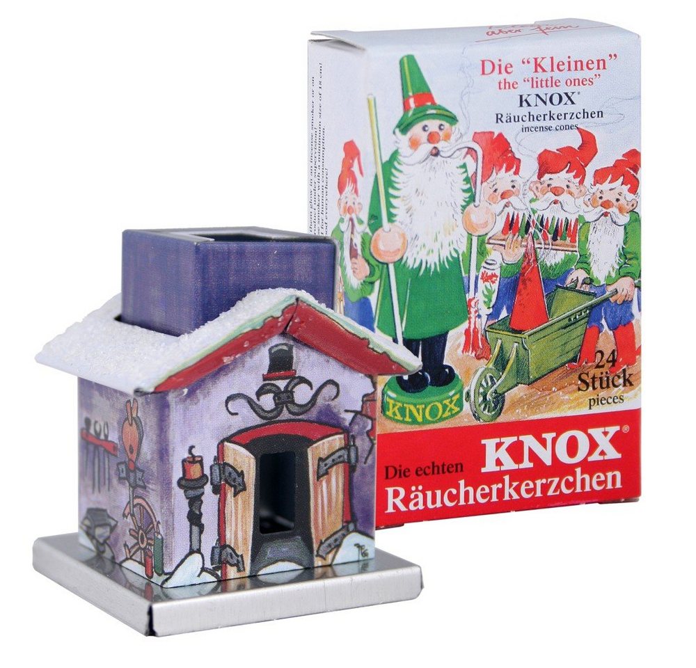 KNOX Räucherhaus Schmiede (Mini) inkl. 24 Räucherkerzen "Bunte Mischung", Räucherkerzen Größe S, Räucherhaus aus Metall von KNOX