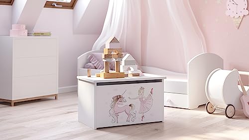 KOBI Kommode DARIA Spielzeugkiste mit Schublade | Groß 73 x 42 x 40 CM | Truhe Weiß Kinderzimmer Möbel | Truhenbank mit Stauraum für Kinder | Boxen Aufbewahrung | Aufbewahrungsbox von KOBI