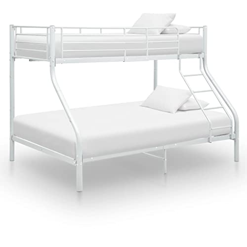 KOIECETA Etagenbett Stockbett Bettgestell Metallbett Bett Hochbett Doppelstockbett Schlafzimmerbett 200x140/200x90 cm Metall (Weiß) von KOIECETA