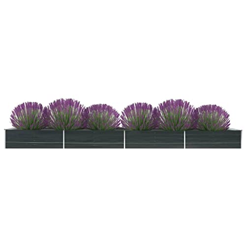 KOIECETA Hochbeet Pflanzkübel Blumenkasten Garten Pflanzkasten Terrassen Gemüsebeet Gartenbeet Frühbeet Pflanzbeet Verzinkter Stahl Anthrazit 600 x 80 x 45 cm von KOIECETA