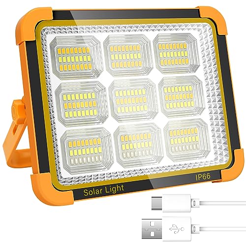 LED Strahler Akku - 100W LED Baustrahler Akku - Tragbarer LED Arbeitschleucte Akku - Wiederaufladbarer Strahler Solar Power Bank für Camping, Werkstatt, Outdoor, Garage, Keller, Notfall von KOLLNIX