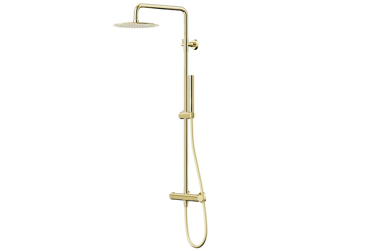 KOLMAN Duschsystem LUGO Thermostatisch Brausegarnitur Regendusche in Gold, Höhe 180 cm, in Gold von KOLMAN