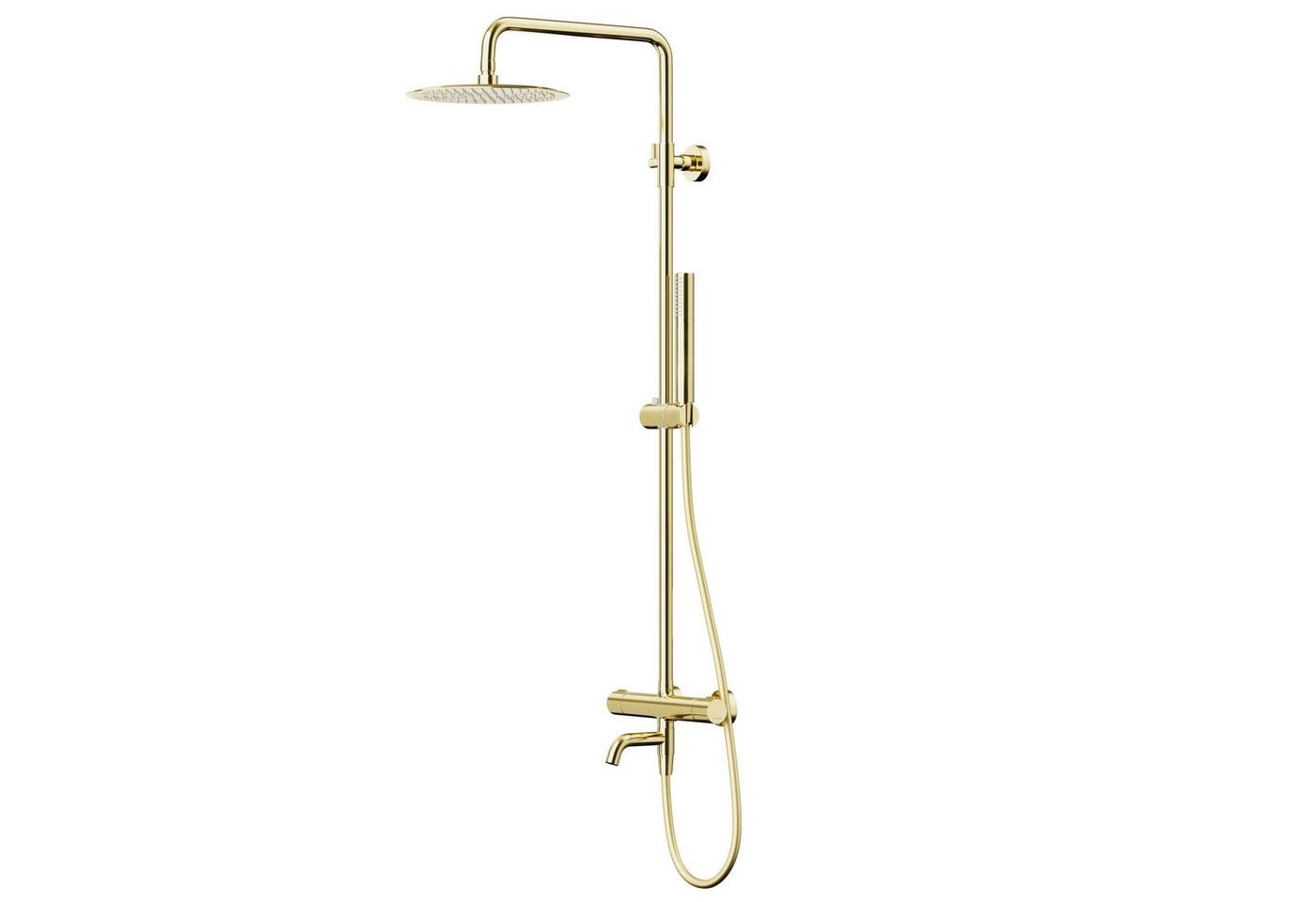 KOLMAN Duschsystem LUGO Thermostatisch Brausegarnitur Regendusche mit Aushlauf in Gold, Höhe 180 cm, in Gold von KOLMAN