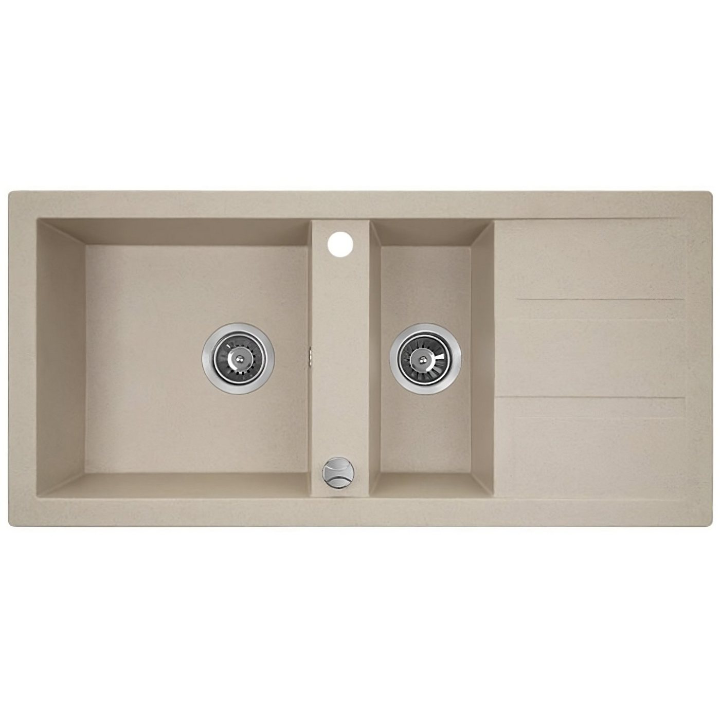 KOLMAN Küchenspüle Doppelbecken Barbados Granitspüle, rechteckig, 48/100 cm, Beige, Space Saving Siphon GRATIS von KOLMAN