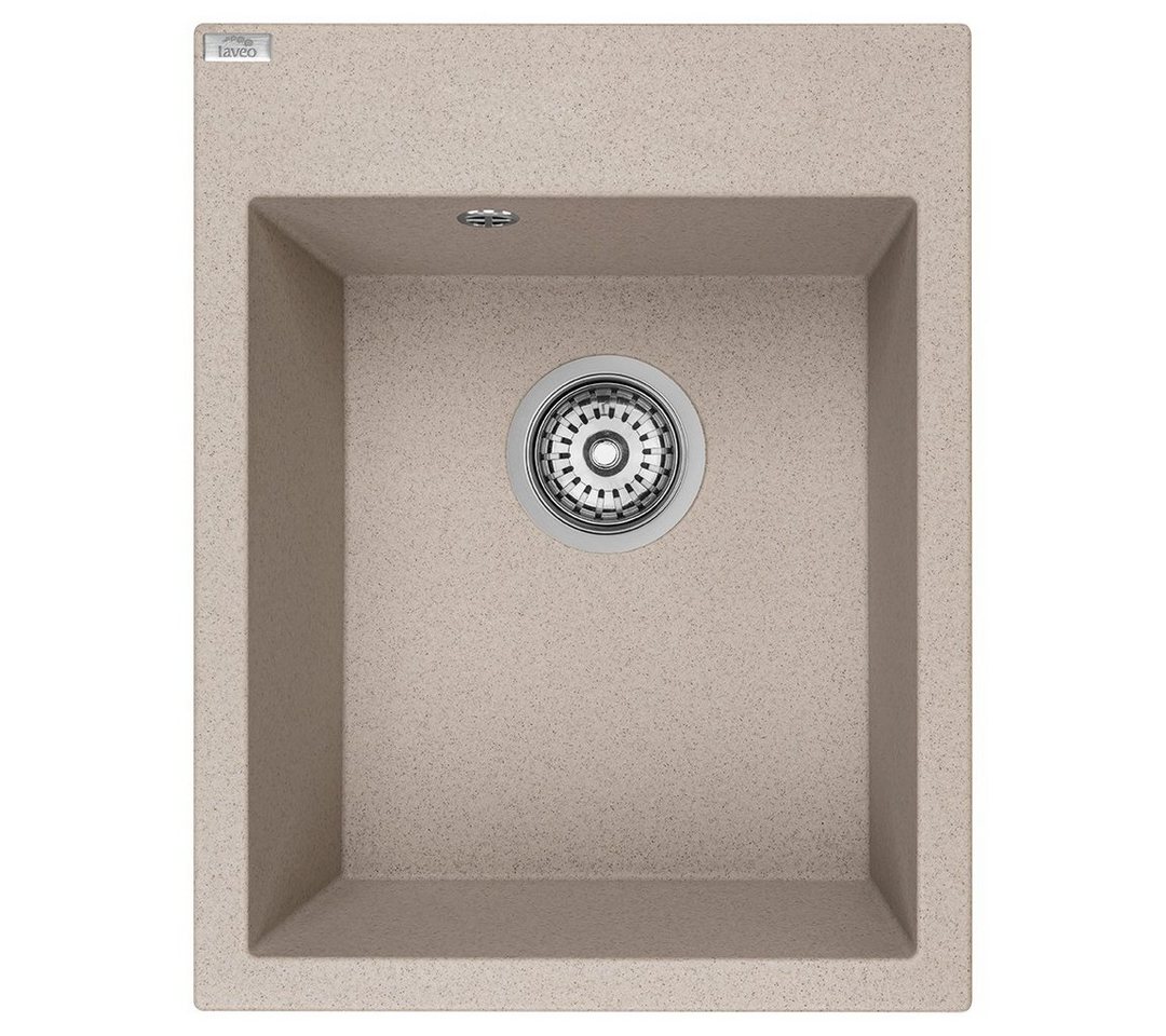 KOLMAN Küchenspüle Einzelbecken Monchichi Granitspüle, Rechteckig, 50/39 cm, Beige, Space Saving Siphon GRATIS von KOLMAN