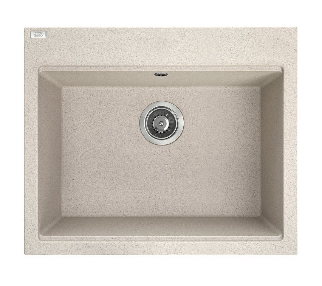 KOLMAN Küchenspüle Einzelbecken Tau Granitspüle, Rechteckig, 50/60 cm, Beige, Space Saving Siphon GRATIS von KOLMAN