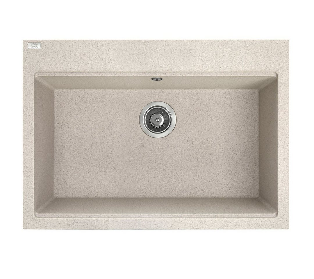 KOLMAN Küchenspüle Einzelbecken Tau Granitspüle, Rechteckig, 50/70 cm, Beige, Space Saving Siphon GRATIS von KOLMAN