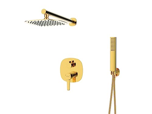 KOLMAN Unterputz Duschset Armatur Brausearmatur Gold GLAMOUR Komplettes Duschsystem von KOLMAN