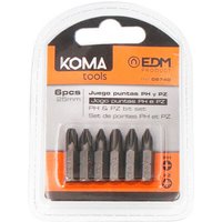 Satz mit 6 Bits KOMA - Kreuzschlitz und Pozidriv - 25mm - 08740 von KOMA TOOLS