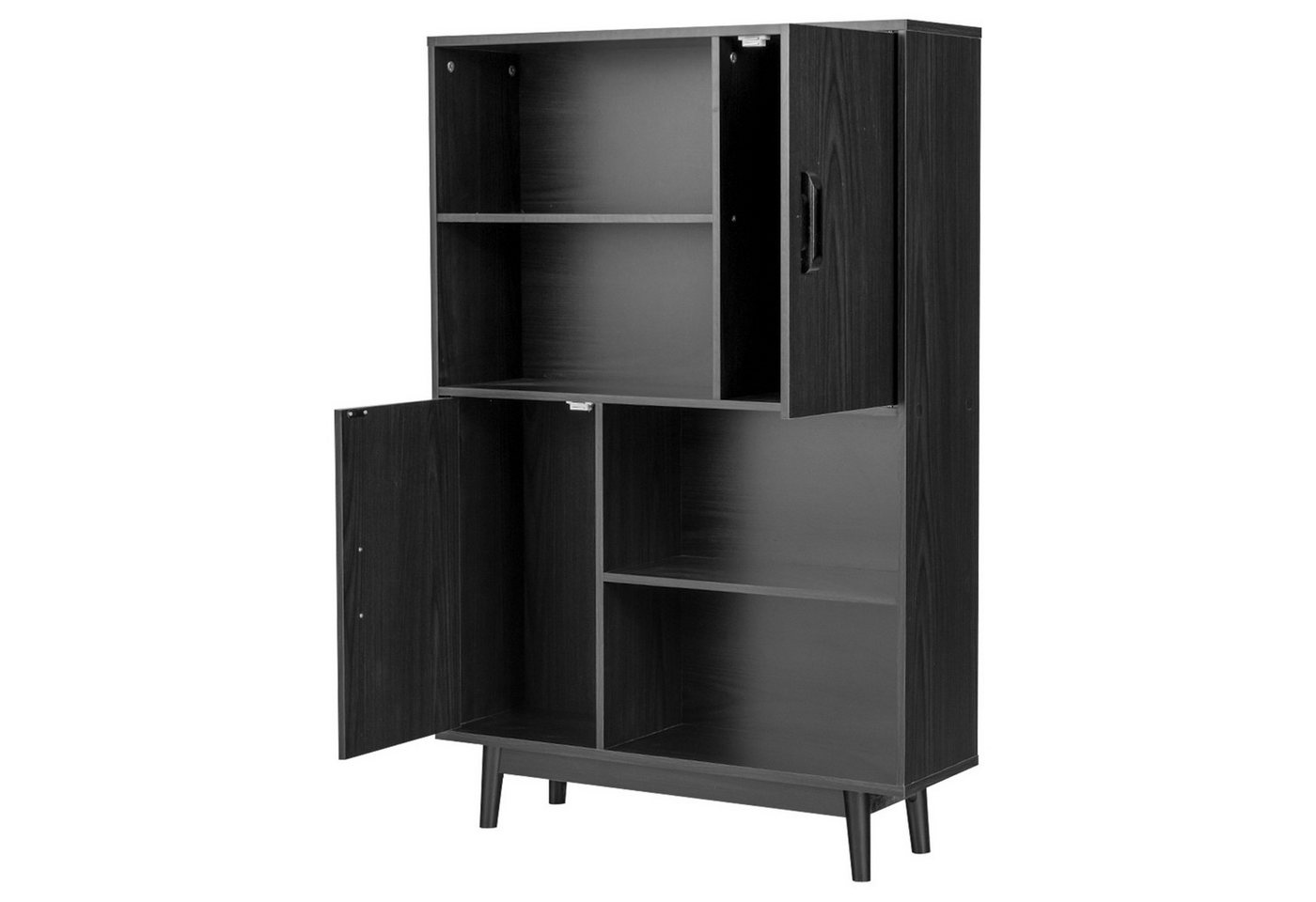 KOMFOTTEU Bücherregal Bücherschrank, mit 2 Türen und 4 offene Regale, 80x24x120cm von KOMFOTTEU