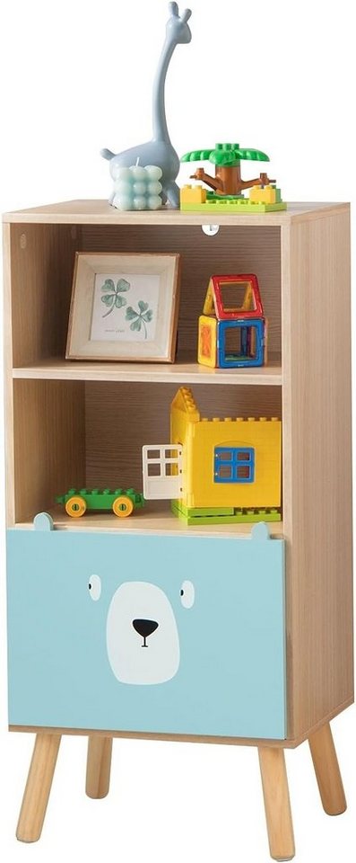 KOMFOTTEU Bücherregal Kinderregal, mit 2 Fächern & 1 Schublade, 40,5 x 29 x 85,5 cm von KOMFOTTEU