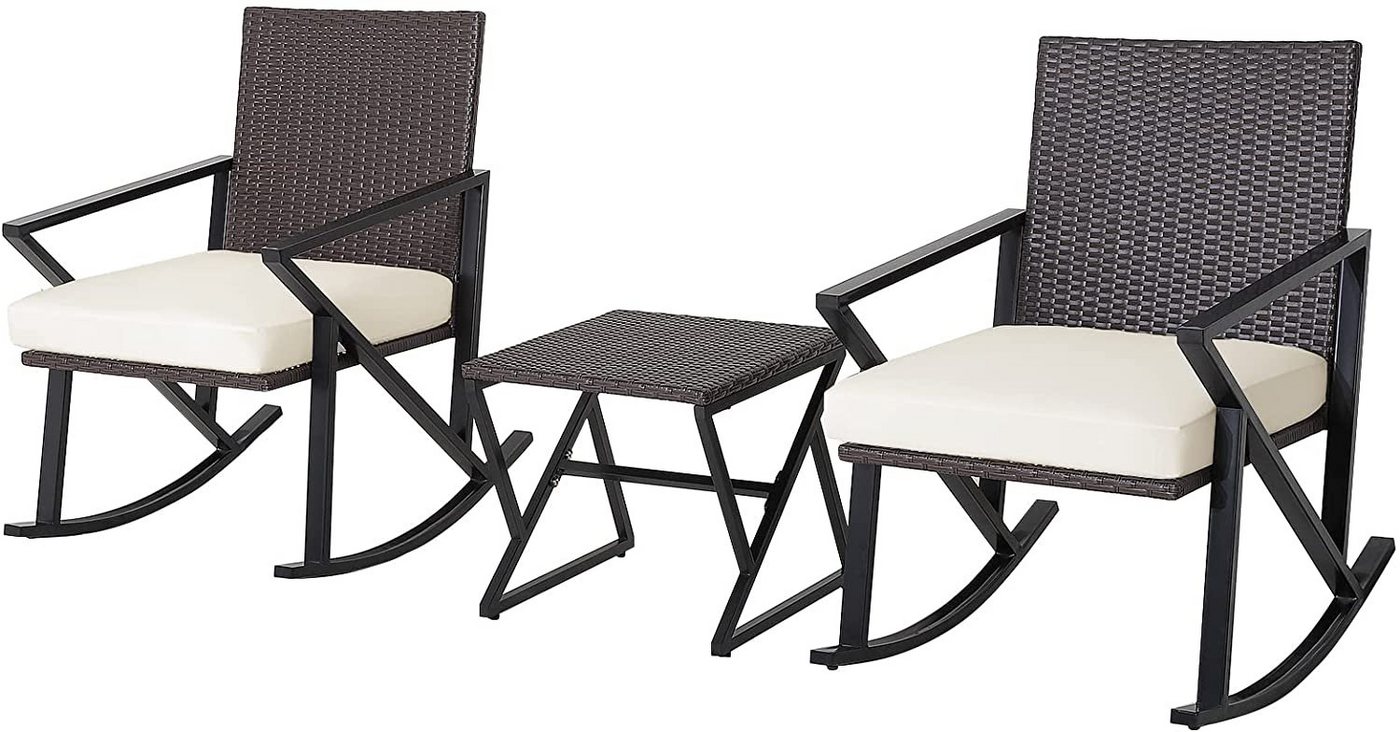 KOMFOTTEU Schaukelstuhl Gartenmöbel (Set), aus Rattan, mit Kissen von KOMFOTTEU