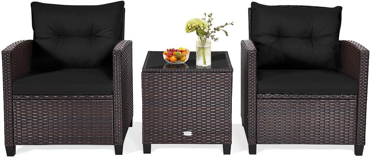 KOMFOTTEU Sitzgruppe Rattan Gartenmöbel, (Set, 3-tlg), mit Sitzkissen von KOMFOTTEU