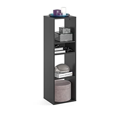 KOMTO Regal Schwarz - Bücherregal Standregal Würfelregal Büroregal 33,8 х 30,7 х 112,5 cm Bücherschrank RIM3 für Kinderzimmer Regal Wohnzimmer von KOMTO