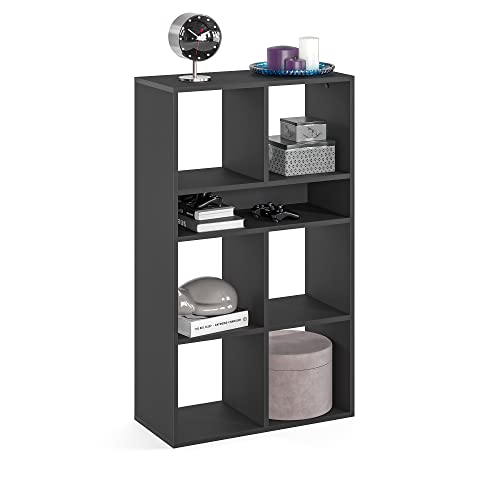 KOMTO Regal Schwarz - Bücherregal Standregal Würfelregal Büroregal 65,8 х 30,7 х 112,5 cm Bücherschrank RIM6 für Kinderzimmer Regal Wohnzimmer von KOMTO