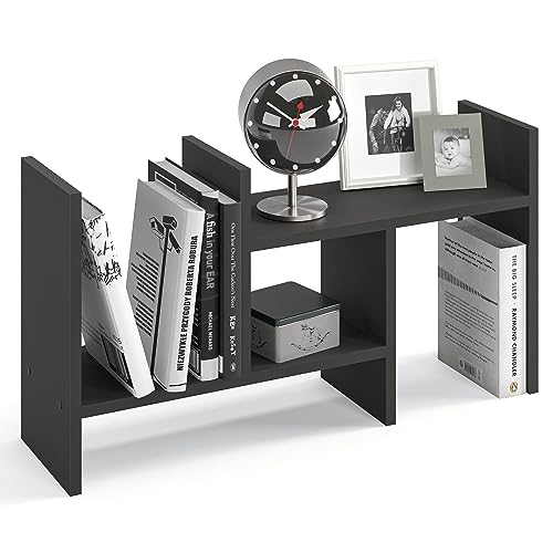 KOMTO Tischregal Schreibtisch Aufsatzregal - Regal Klein, Küchenregal Stehend für Arbeitsplatte, Desktop Bücherregal Anthrazit | Shelf K 51-97 х 20 х 40 cm von KOMTO