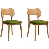 Esszimmerstühle lyco 2 St Gestell aus Massivholz, Olive, Stoff/Holz, Scandinavian, 47x80,5x45 cm - Konsimo von KONSIMO