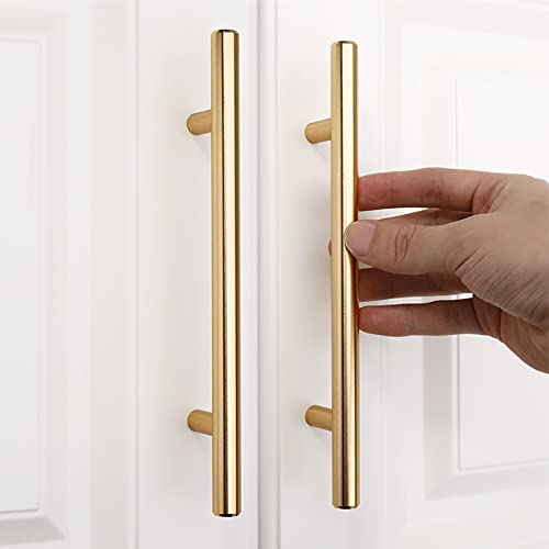 Kleiderschrank Griffe, 2 Pcs, Länge (25cm/30cm/50cm/60/80cm/100cm), Küchengriff, Schlafzimmergriff, T-förmiger Griff (schwarz),Gold-25cm von KOOEIN