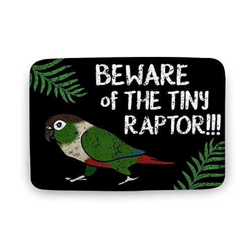 KOPUTE Fußmatte mit Aufschrift "Beware Of The Tiny Raptor", grüne Wangen für Papageienliebhaber, Haus-Fußmatte, Willkommensmatte, Outdoor-Matte, Fußmatte, Innen-Fußmatte, Türmatte, Vorder- und von KOPUTE