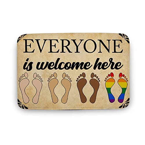 KOPUTE Fußmatte mit Aufschrift "Everyone Is Welcome Here", leicht zu reinigen, Hauseinweihung, lustiges Geschenk, Geschenk für draußen, besondere Fußmatte, Innenfußmatte, 40 x 60 cm von KOPUTE