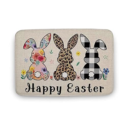 KOPUTE Fußmatte mit Hasen-Motiv "Happy Easter", lustige Hasen-Ostereier-Fußmatte, lustiges Hasen-Osterei-Willkommensmatte, Ostergeschenk, Innen-Fußmatte, Vorder- und Hintertürmatte, von KOPUTE