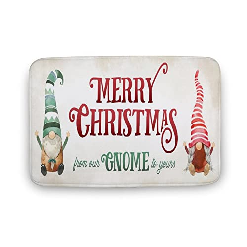 KOPUTE Weihnachtswichtel-Fußmatte, Aufschrift "Merry Christmas from Our Gnome to Yours", Willkommensmatte, Outdoor-Matte, Fußmatte, Innen-Fußmatte, Fußmatte für den Innen- und Außenbereich, 43 x 76 cm von KOPUTE