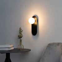 Minimalistische schwarze Wandleuchte mit Weißglas - Mattina von KOSILUM