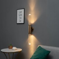 Trendige goldene Doppel-LED-Wandleuchte aus Metall und Glas - Hita von KOSILUM