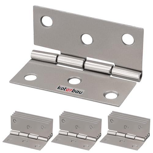 KOTARBAU® 12er Set Möbelscharnier 45 mm Möbelband Schrankscharnier Nickel Gerollte Scharniere Klappbar Klavierband Steckverbinder Kistenband Werkzeugkästen von KOTARBAU