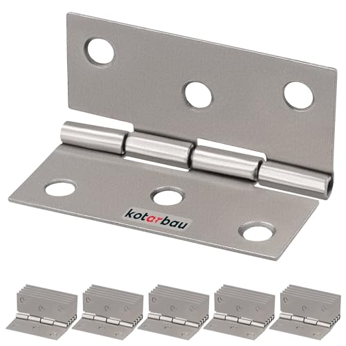 KOTARBAU® 25er Set Möbelscharnier 45 mm Möbelband Schrankscharnier Nickel Gerollte Scharniere Klappbar Klavierband Steckverbinder Kistenband Werkzeugkästen von KOTARBAU