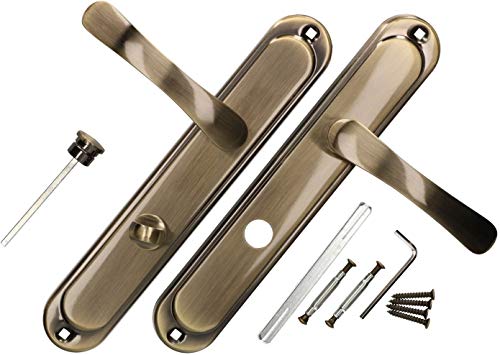 KOTARBAU Türdrücker 72 mm WC/BAD Türgriff Patin Türbeschlag Türklinke Drückergarnitur Langschild Türdrückergarnitur Innentür Außentür Handgriff Torbeschlag (Ausführung WC, 72 mm) von KOTARBAU