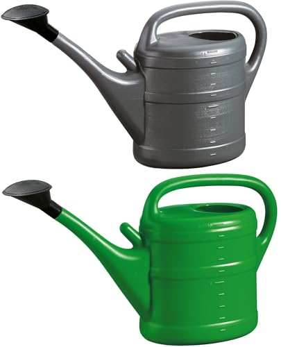 2X Gießkanne 10L ANTHRAZIT + GRÜN + 1x KÜHLSCHRANKMAGNET! Giesskanne Kunststoff für groß & klein, Garten & Zimmerpflanzen Gießkannen Gieskanne Giesskannen 10 Liter Watering Can Gieskannen10Liter von KOVA