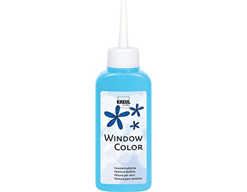 KREUL 42715 - Window Color hellblau 80 ml, Fenstermalfarbe auf Wasserbasis, mit strukturierter Oberfläche, für Glas, Spiegel, Fliesen und andere glatte Flächen von KREUL