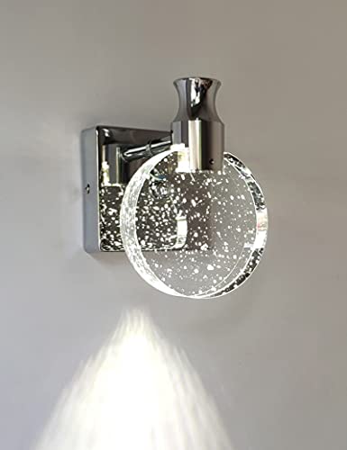 KRIPINC Wandleuchte Kristall, Wandlampe Innen im Nordischen Stil, Einfache Kreative Wandleuchte für Schlafzimmer, Nachttisch, Wohnzimmer, Badezimmer, Kommode, Flur (Silber, Klein) von KRIPINC